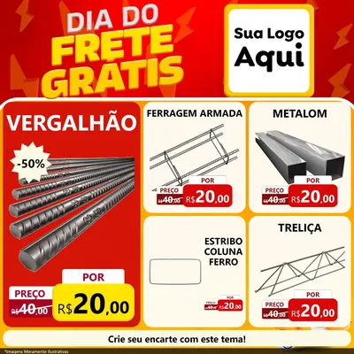 Modelo de Rede Social para Feed Facebook com o tema Dia do Frete Grátis para Ferragens