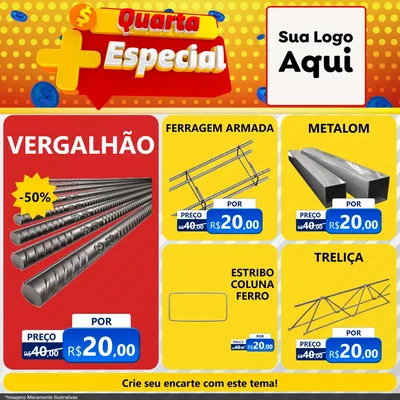Modelo de Rede Social para Feed Facebook com o tema Quarta Mais Especial para Ferragens