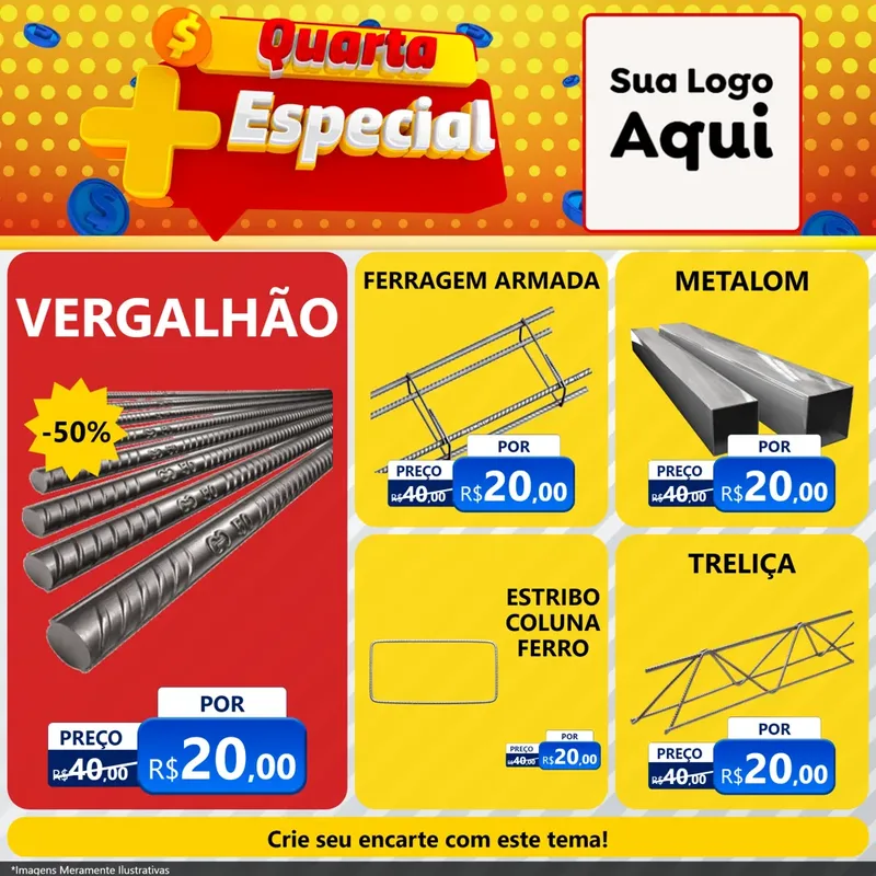 Modelo de Rede Social para Feed Facebook com o tema Quarta Mais Especial para Ferragens