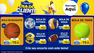 Modelo de TV para TV Horizontal com o tema Especial Dia do Cliente para Artigos Esportivos