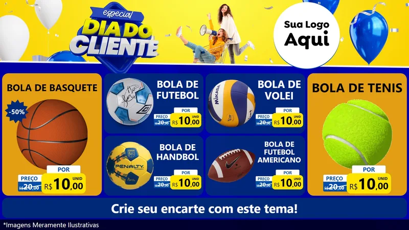 Modelo de TV para TV Horizontal com o tema Especial Dia do Cliente para Artigos Esportivos