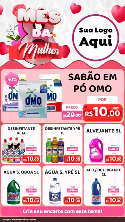 Modelo de Rede Social para Stories com o tema Mês da Mulher para Produtos de Limpeza