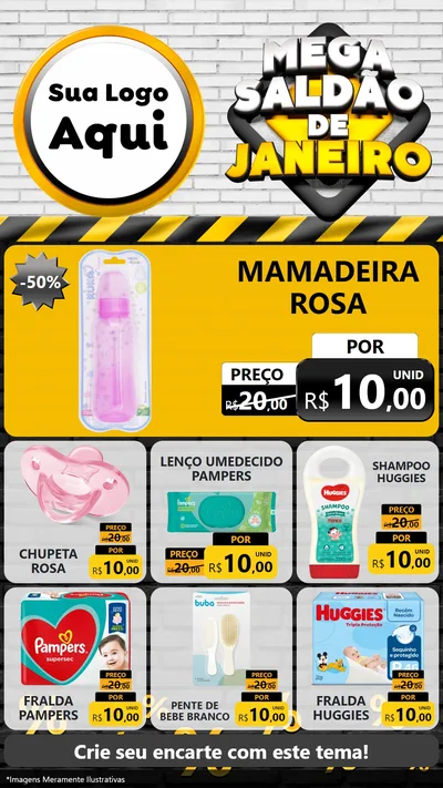 Modelo de Rede Social para Stories com o tema Mega Saldão de Janeiro para Bebês