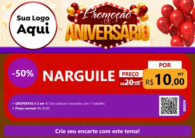 Modelo de Cartaz para Cartaz A4 Horizontal com o tema Promoção de Aniversário para Tabacaria