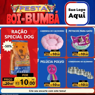 Modelo de Rede Social para Feed Facebook com o tema Festa Boi Bumbá para Pet Shop