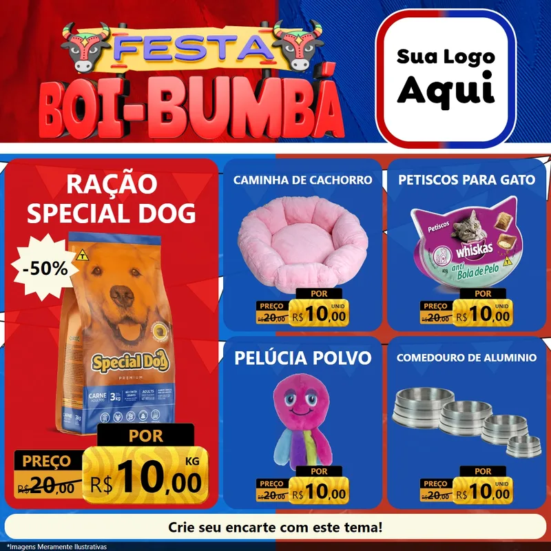 Modelo de Rede Social para Feed Facebook com o tema Festa Boi Bumbá para Pet Shop