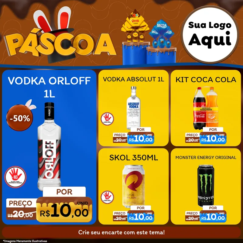 Modelo de Rede Social para Feed Facebook com o tema Páscoa para Distribuidora de bebidas