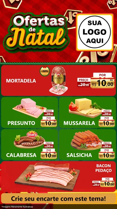 Modelo de TV para TV Vertical com o tema Ofertas de Natal para Frios e Laticínios