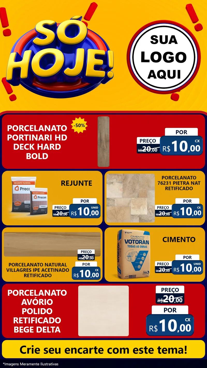 Modelo de TV para TV Vertical com o tema Só Hoje! para Pisos e revestimentos