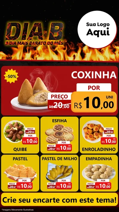 Modelo de Rede Social para Stories com o tema Dia B para Salgadaria