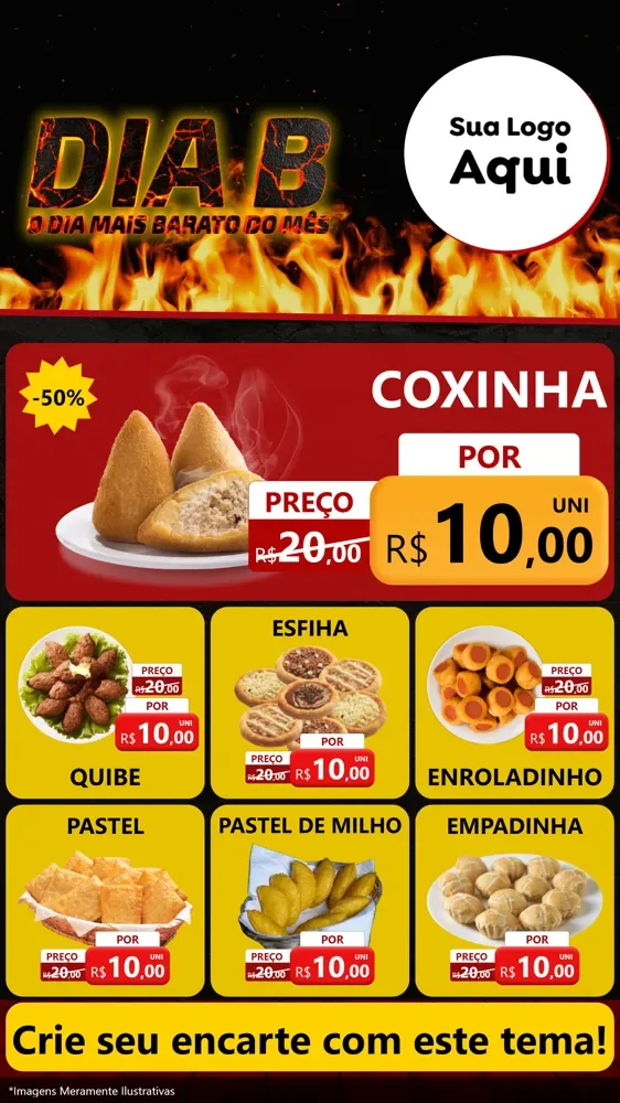 Modelo de Rede Social para Stories com o tema Dia B para Salgadaria
