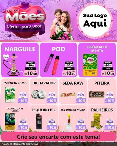 Modelo de Rede Social para Feed Instagram com o tema Dia das Mães Ofertas para Você! para Tabacaria