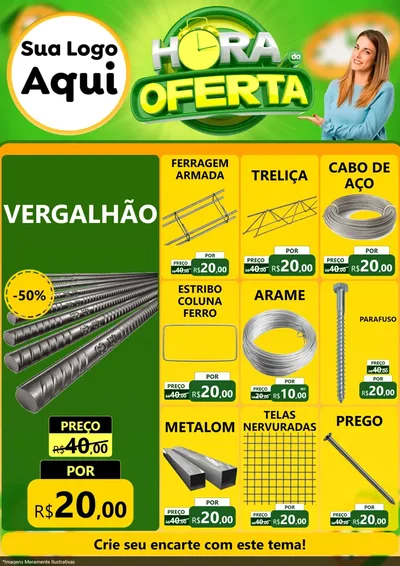 Modelo de Encarte para Encarte A4 Vertical com o tema Hora da Oferta para Ferragens