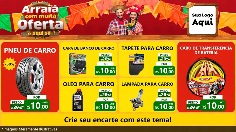 Modelo de TV para TV Horizontal com o tema Arraiá Com Muita Oferta - É Aqui Sô! para Auto peças