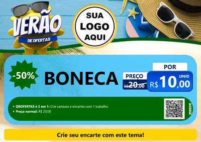 Modelo de Cartaz para Cartaz A4 Horizontal com o tema Verão de Ofertas para Brinquedos