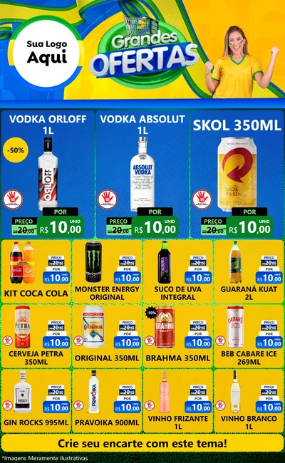 Modelo de Encarte para Encarte Grande com o tema Grandes Ofertas para Distribuidora de bebidas