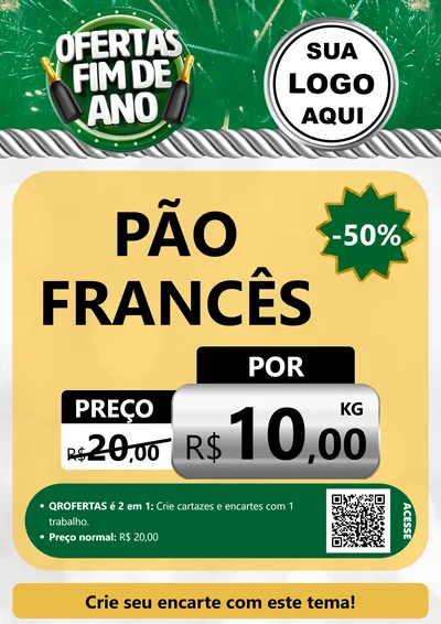 Modelo de Cartaz para Cartaz A4 Vertical com o tema Ofertas Fim de Ano para Padaria