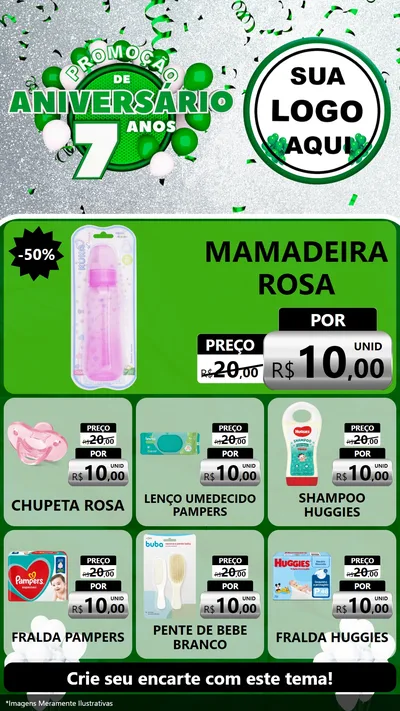 Modelo de Rede Social para Stories com o tema Promoção de Aniversário - 7 Anos para Bebês