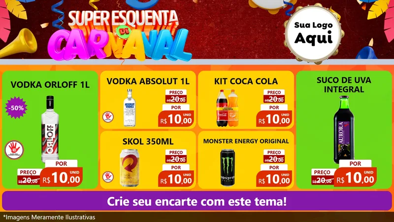 Modelo de TV para TV Horizontal com o tema Super Esquenta de Carnaval para Distribuidora de bebidas