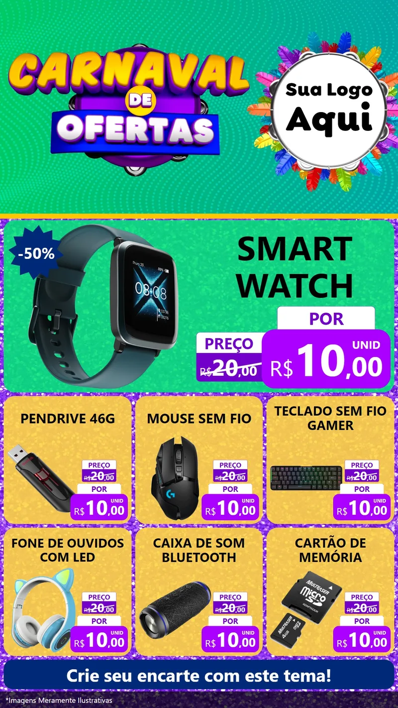 Modelo de Rede Social para Stories com o tema Carnaval de Ofertas para Informática