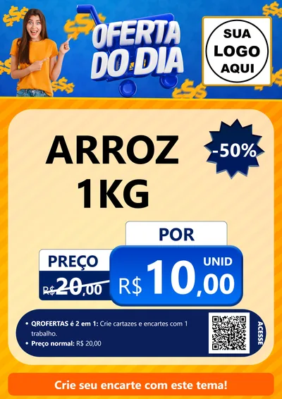 Modelo de Cartaz para Cartaz A4 Vertical com o tema Oferta do Dia para Supermercado