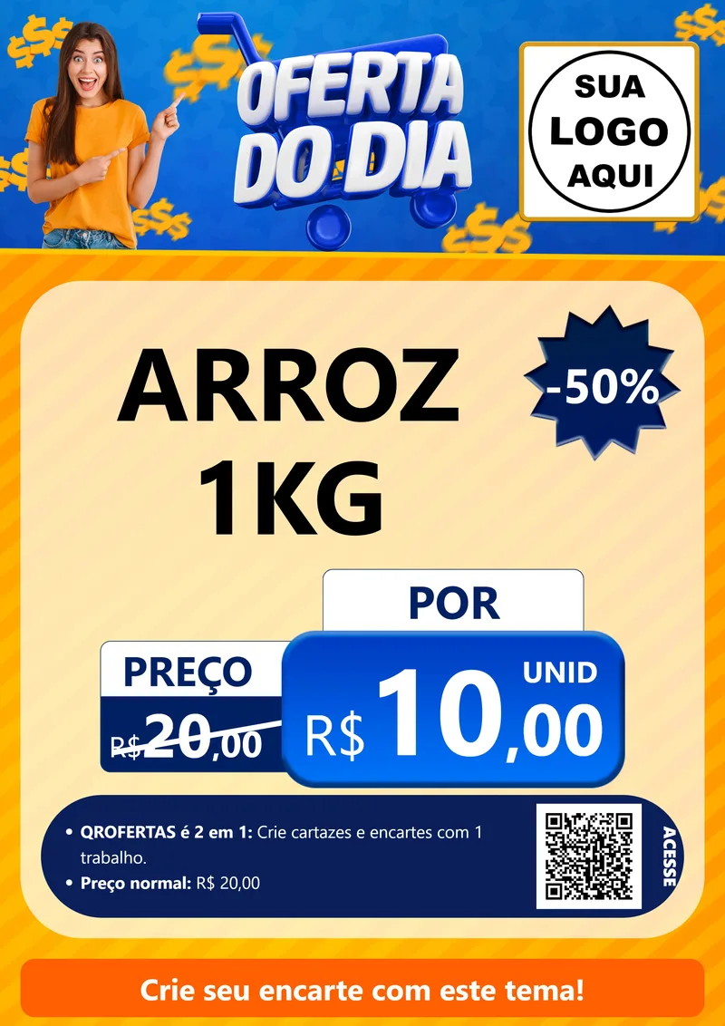 Modelo de Cartaz para Cartaz A4 Vertical com o tema Oferta do Dia para Supermercado