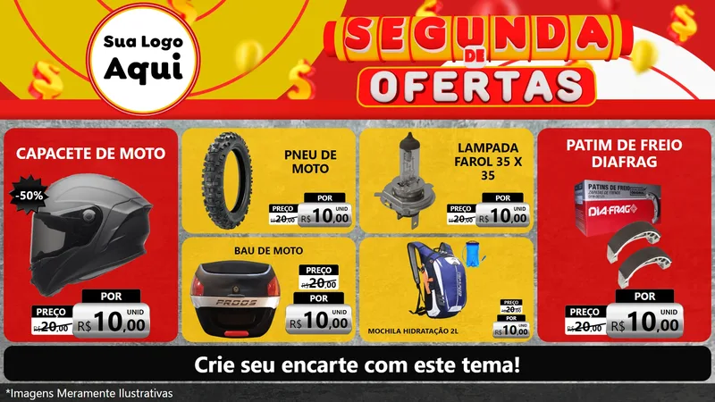 Modelo de TV para TV Horizontal com o tema Segunda de Ofertas para Moto peças