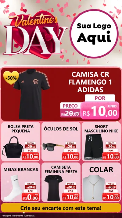 Modelo de Rede Social para Stories com o tema Valentine's Day para Roupas e acessórios