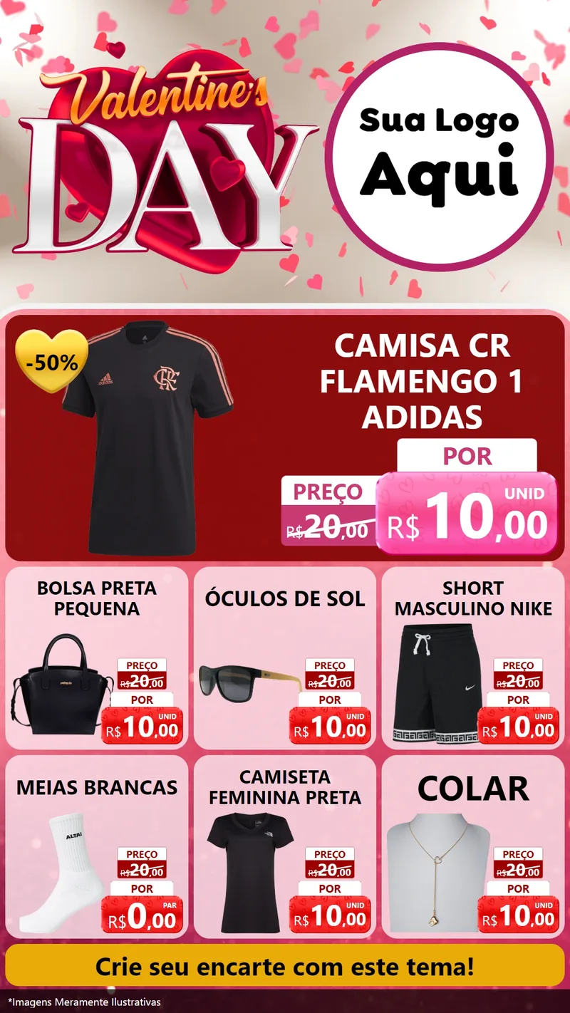 Modelo de Rede Social para Stories com o tema Valentine's Day para Roupas e acessórios