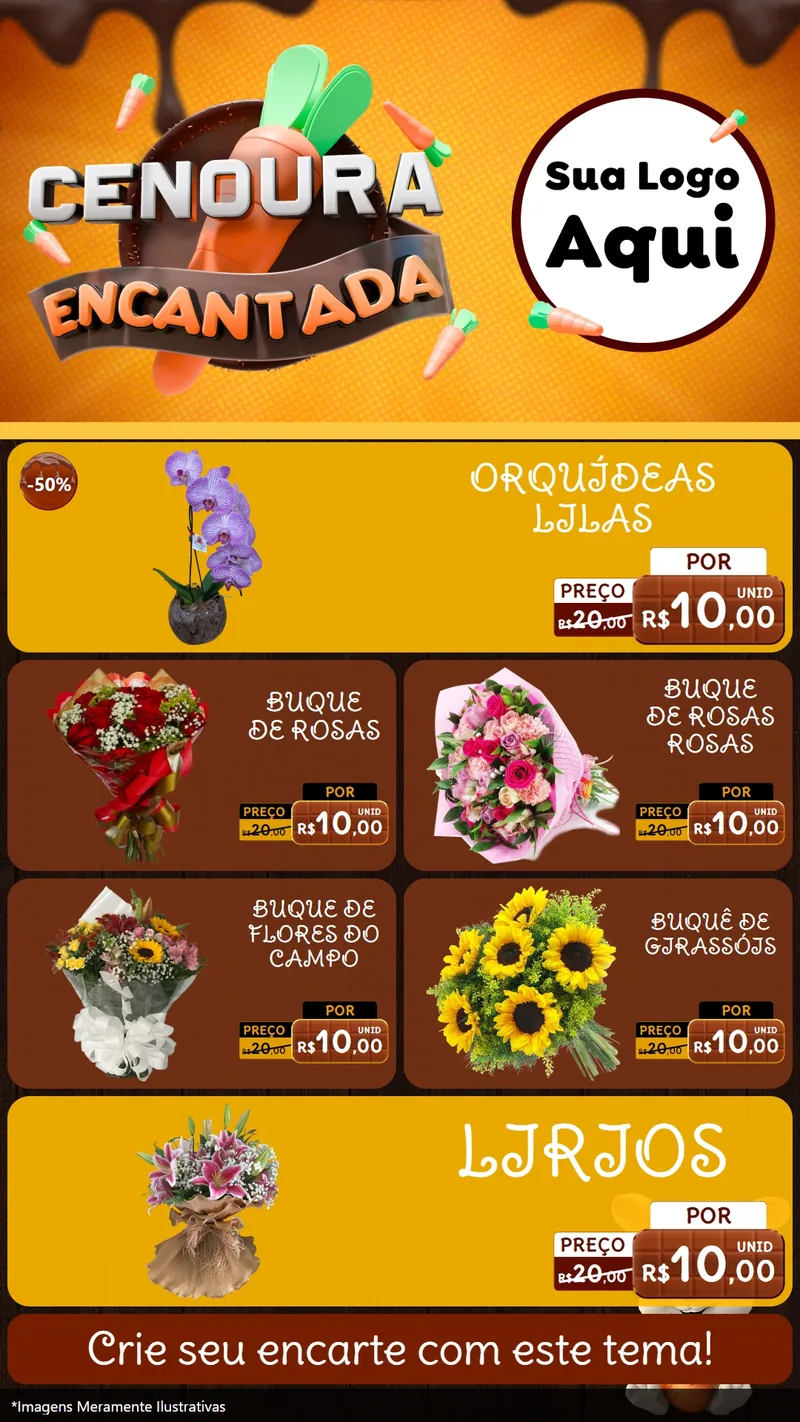 Modelo de TV para TV Vertical com o tema Cenoura Encantada - Páscoa para Floricultura e jardim