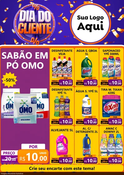 Modelo de Encarte para Encarte A4 Vertical com o tema Dia do Cliente para Produtos de Limpeza