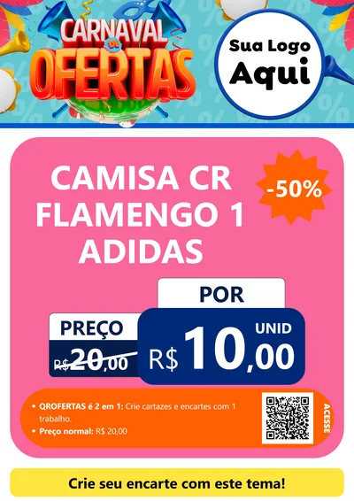 Modelo de Cartaz para Cartaz A4 Vertical com o tema Carnaval de Ofertas para Roupas e acessórios