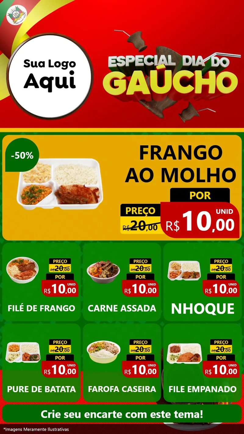 Modelo de Rede Social para Stories com o tema Especial Dia do Gaúcho para Restaurante