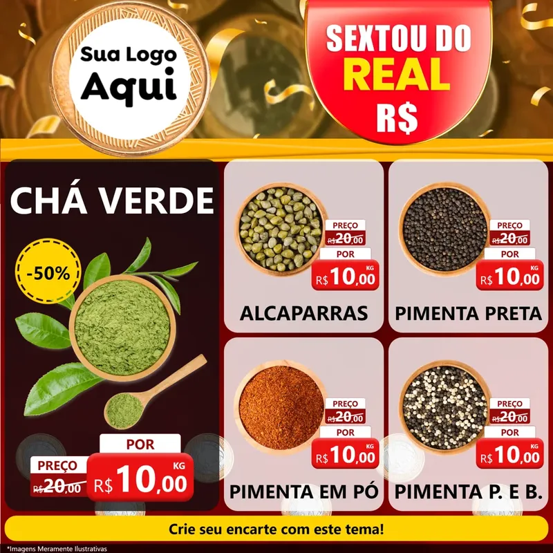 Modelo de Rede Social para Feed Facebook com o tema Sextou do Real para Produtos Naturais