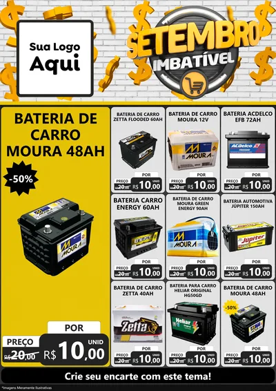Modelo de Encarte para Encarte A4 Vertical com o tema Setembro Imbatível para Baterias Elétricas