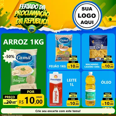 Modelo de Rede Social para Feed Facebook com o tema Feriado da Proclamação da República para Supermercado