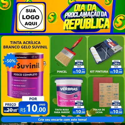 Modelo de Rede Social para Feed Facebook com o tema Dia Da Proclamação da República para Tintas e Ferramentas