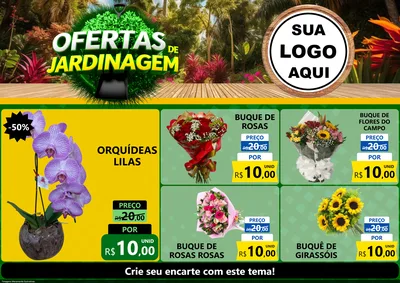 Modelo de Encarte para Encarte A4 Horizontal com o tema Ofertas de Jardinagem para Floricultura e jardim