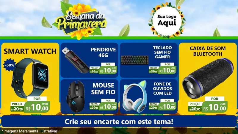 Modelo de TV para TV Horizontal com o tema Semana da Primavera para Informática