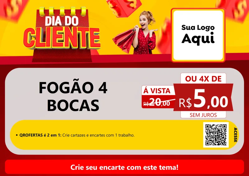 Modelo de Cartaz para Cartaz A4 Horizontal com o tema Dia do Cliente para Móveis e Eletro