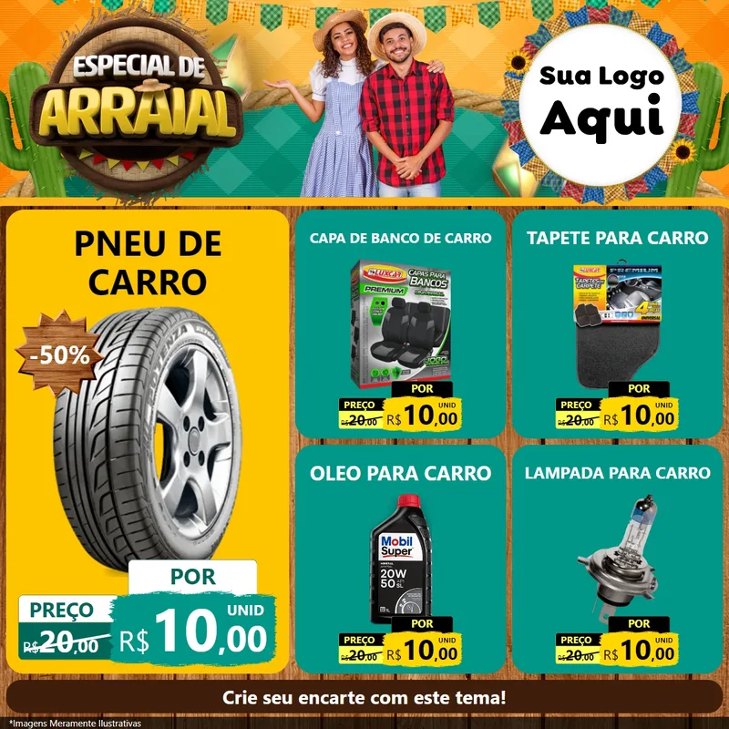 Modelo de Rede Social para Feed Facebook com o tema Especial De Arraial para Auto peças