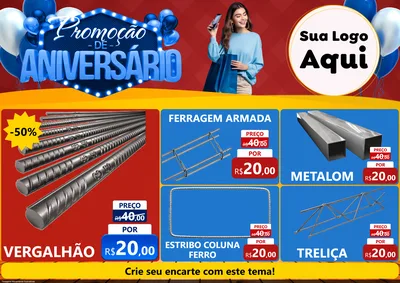 Modelo de Encarte para Encarte A4 Horizontal com o tema Promoção de Aniversário para Ferragens