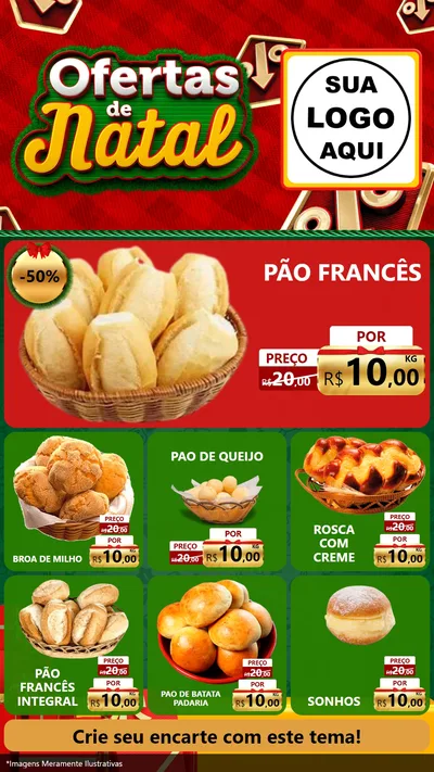 Modelo de Rede Social para Stories com o tema Ofertas de Natal para Padaria