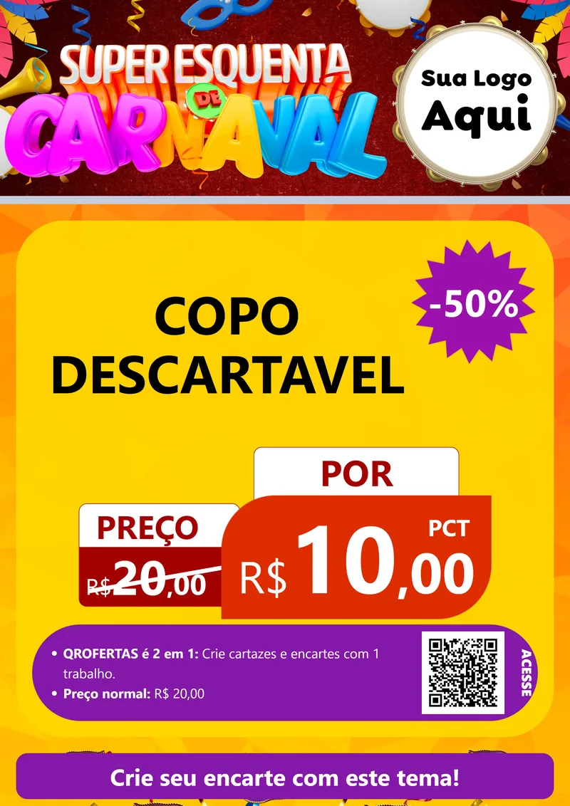 Modelo de Cartaz para Cartaz A4 Vertical com o tema Super Esquenta de Carnaval para Embalagens