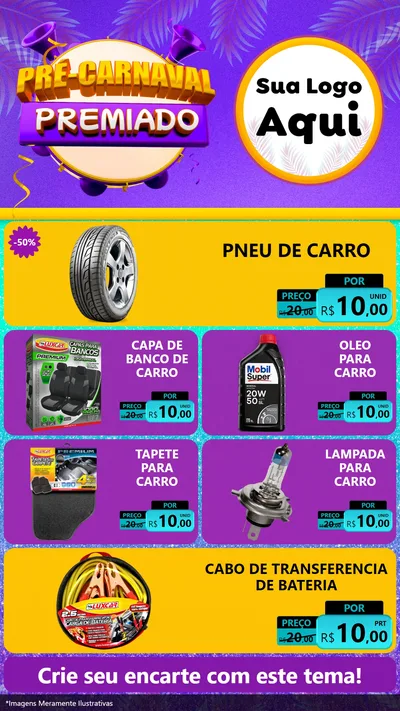 Modelo de TV para TV Vertical com o tema Pré-Carnaval Premiado para Auto peças