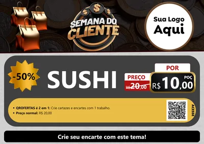 Modelo de Cartaz para Cartaz A4 Horizontal com o tema Semana do Cliente para Comida japonesa