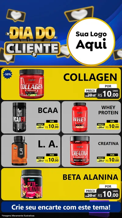 Modelo de TV para TV Vertical com o tema Dia Do Cliente para Suplementos alimentares