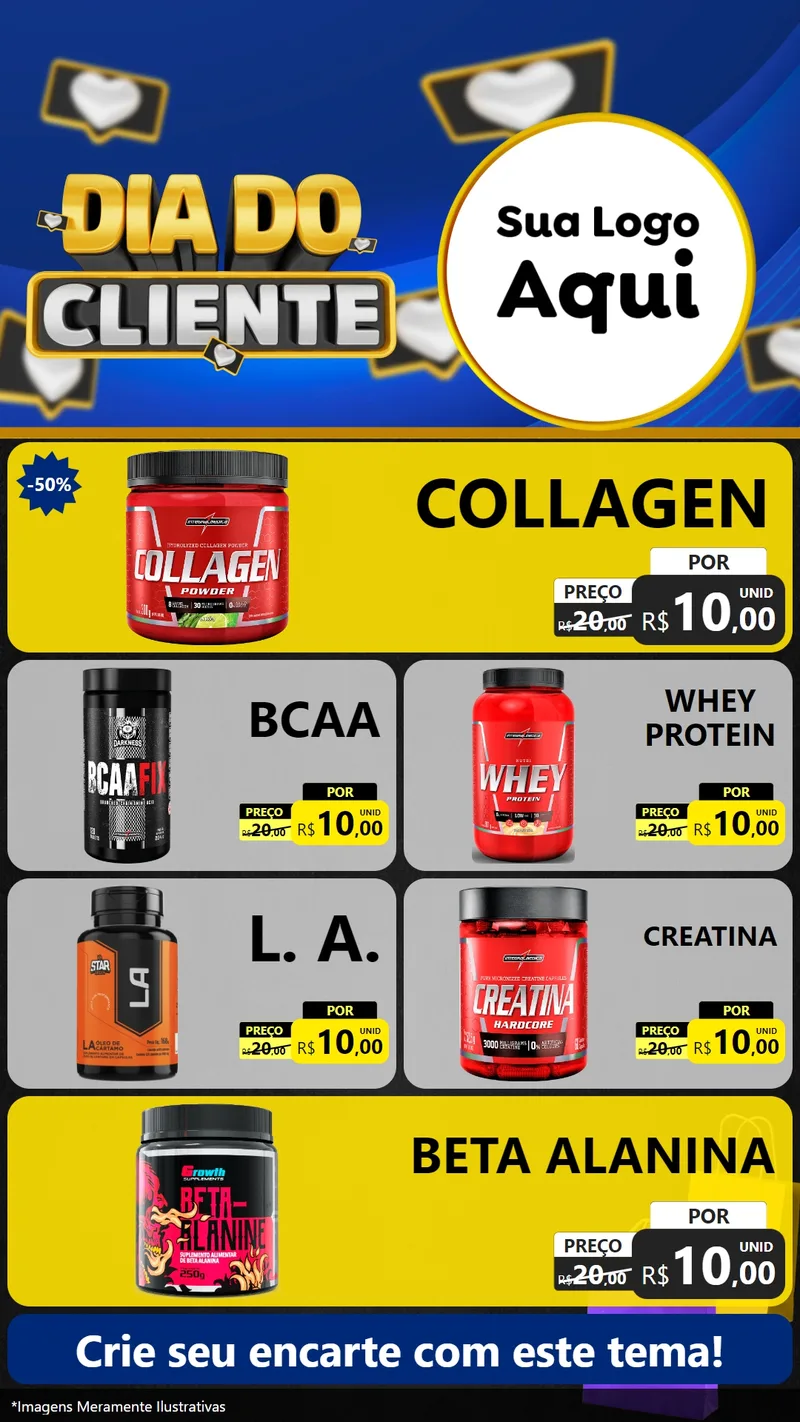 Modelo de TV para TV Vertical com o tema Dia Do Cliente para Suplementos alimentares