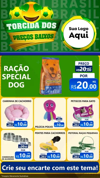 Modelo de Rede Social para Stories com o tema Torcida dos Preços Baixos - Copa para Pet Shop