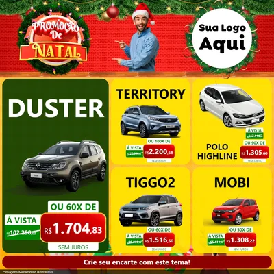 Modelo de Rede Social para Feed Facebook com o tema Promoção de Natal para Concessionaria de Carros